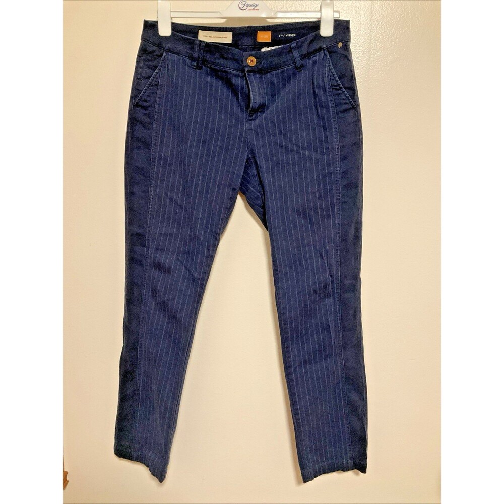 Pilcro Women’s 29 Hyphen Slim Navy Blue Pinstripe Pant Fashion Designer